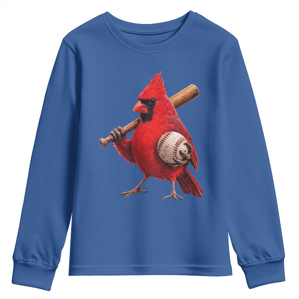 Cardinals Baseball Player Youth Sweatshirt Retro STL Redbird Fan Bird Mascot Baseball
