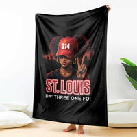314 St Louis Throw Blanket Red Hat African American Woman STL City Pride Area Code