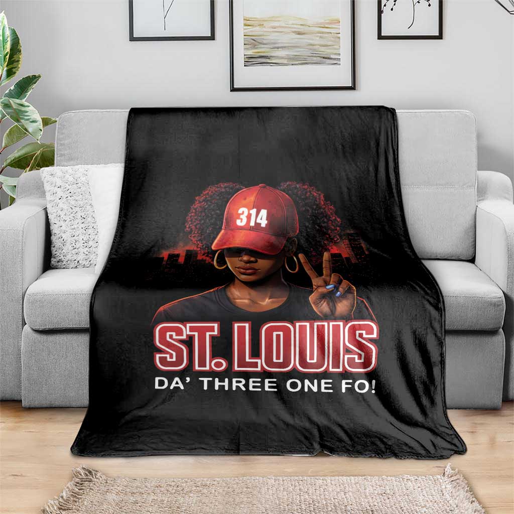 314 St Louis Throw Blanket Red Hat African American Woman STL City Pride Area Code