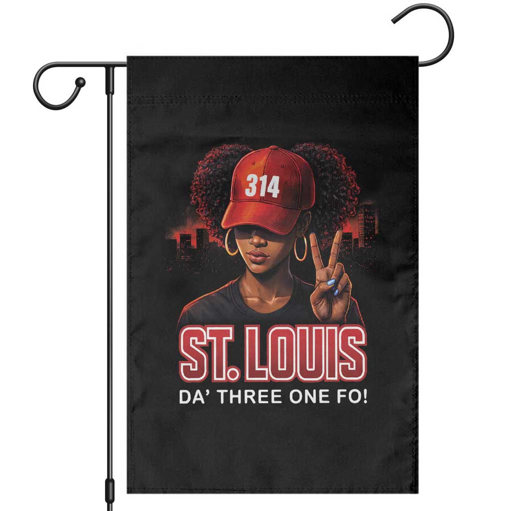 314 St Louis Garden Flag Red Hat African American Woman STL City Pride Area Code