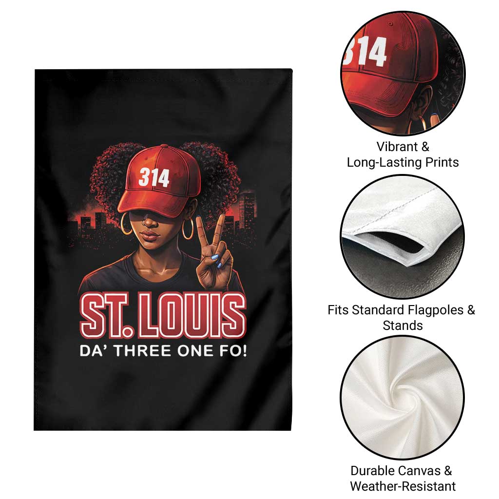 314 St Louis Garden Flag Red Hat African American Woman STL City Pride Area Code
