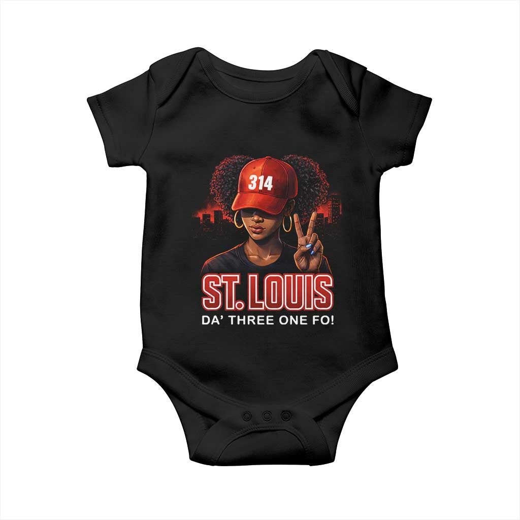 314 St Louis Baby Onesie Red Hat African American Woman STL City Pride Area Code
