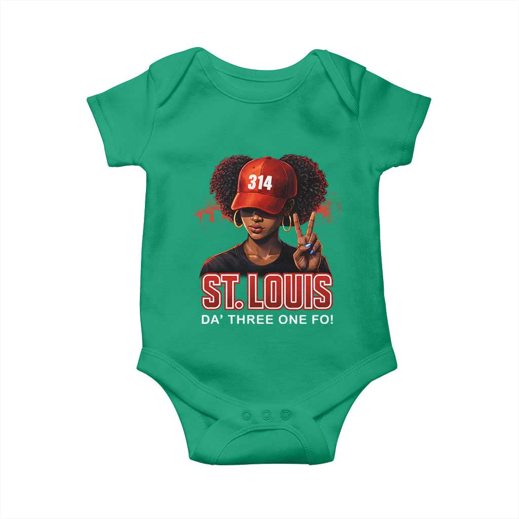 314 St Louis Baby Onesie Red Hat African American Woman STL City Pride Area Code