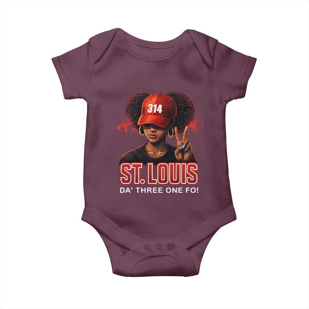 314 St Louis Baby Onesie Red Hat African American Woman STL City Pride Area Code