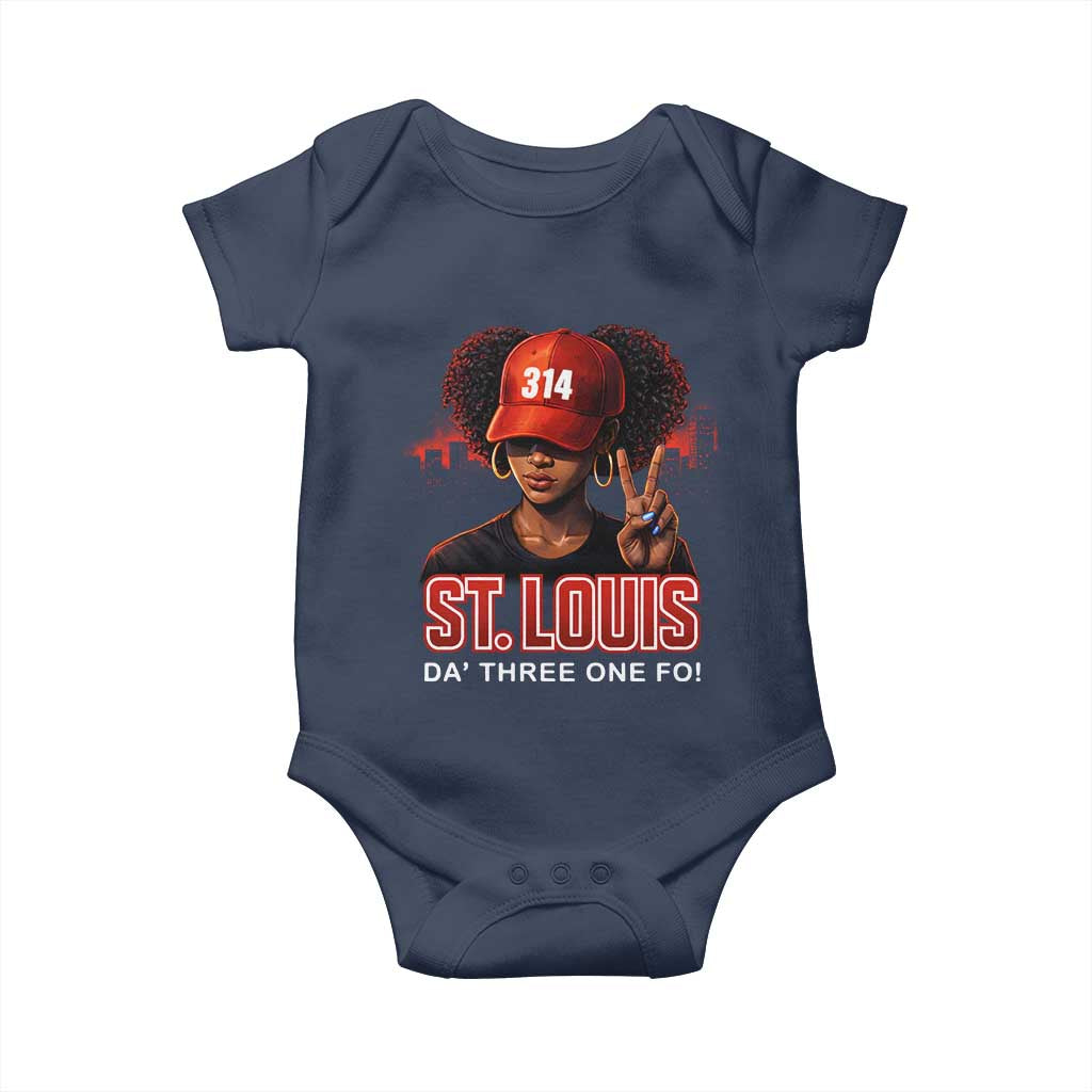 314 St Louis Baby Onesie Red Hat African American Woman STL City Pride Area Code