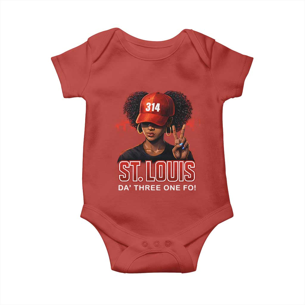 314 St Louis Baby Onesie Red Hat African American Woman STL City Pride Area Code