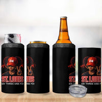 314 St Louis 4 in 1 Can Cooler Tumbler Red Hat African American Woman STL City Pride Area Code