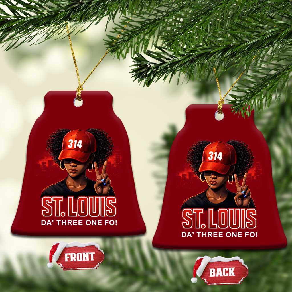 314 St Louis Ceramic Ornament Red Hat African American Woman STL City Pride Area Code