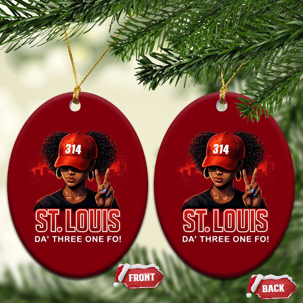 314 St Louis Ceramic Ornament Red Hat African American Woman STL City Pride Area Code