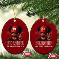 314 St Louis Ceramic Ornament Red Hat African American Woman STL City Pride Area Code