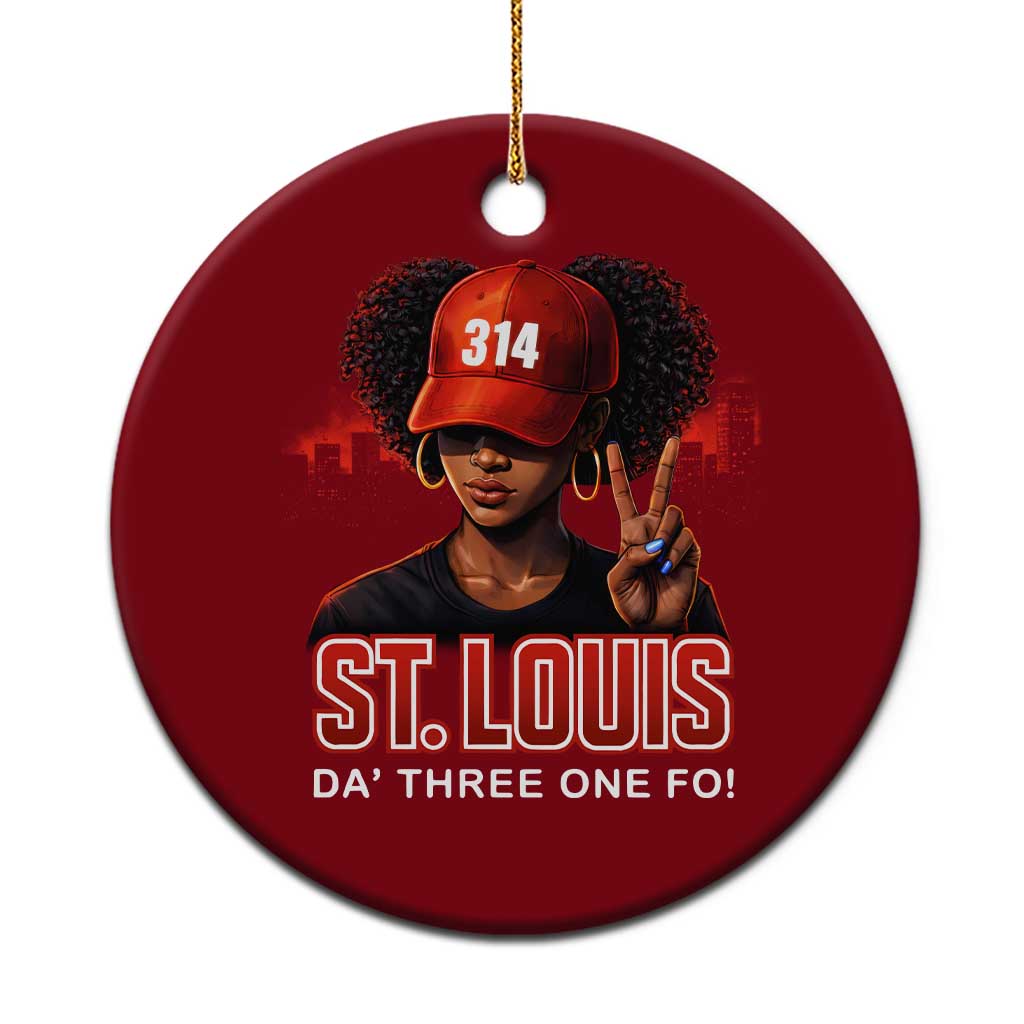 314 St Louis Ceramic Ornament Red Hat African American Woman STL City Pride Area Code