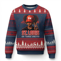 314 St Louis Ugly Christmas Sweater Red Hat African American Woman STL City Pride Area Code