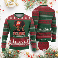 314 St Louis Ugly Christmas Sweater Red Hat African American Woman STL City Pride Area Code