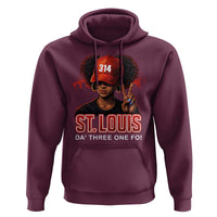 314 St Louis Hoodie Red Hat African American Woman STL City Pride Area Code