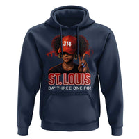 314 St Louis Hoodie Red Hat African American Woman STL City Pride Area Code