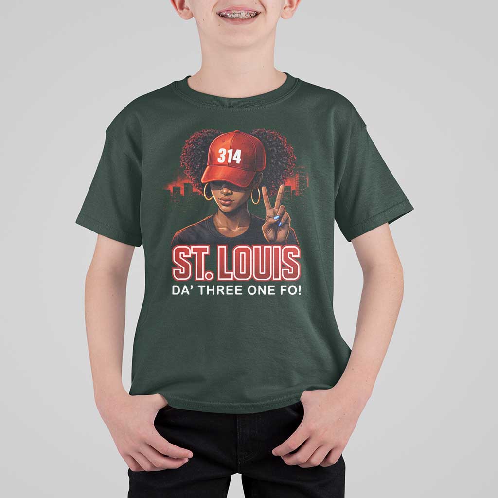 314 St Louis T Shirt For Kid Red Hat African American Woman STL City Pride Area Code