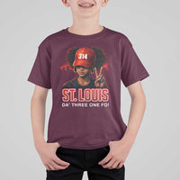314 St Louis T Shirt For Kid Red Hat African American Woman STL City Pride Area Code