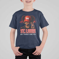 314 St Louis T Shirt For Kid Red Hat African American Woman STL City Pride Area Code