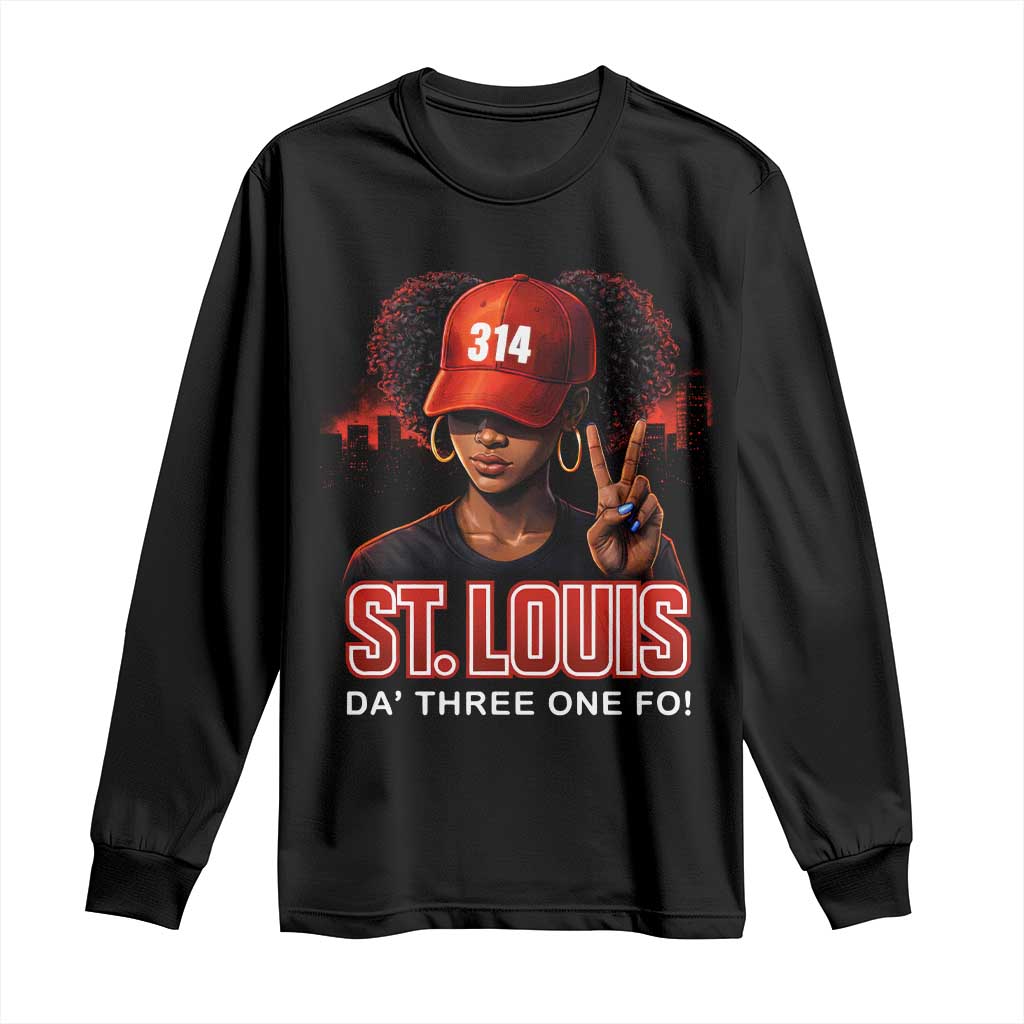 314 St Louis Long Sleeve Shirt Red Hat African American Woman STL City Pride Area Code