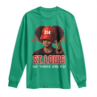 314 St Louis Long Sleeve Shirt Red Hat African American Woman STL City Pride Area Code