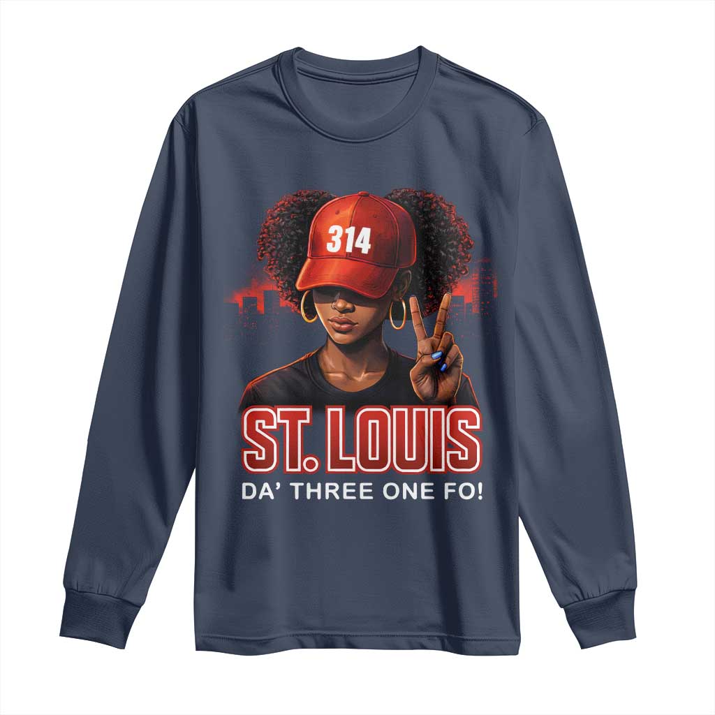 314 St Louis Long Sleeve Shirt Red Hat African American Woman STL City Pride Area Code