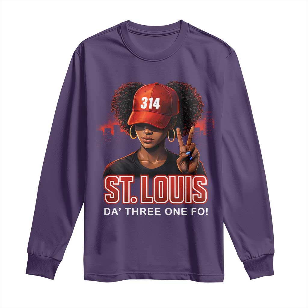 314 St Louis Long Sleeve Shirt Red Hat African American Woman STL City Pride Area Code