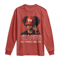 314 St Louis Long Sleeve Shirt Red Hat African American Woman STL City Pride Area Code