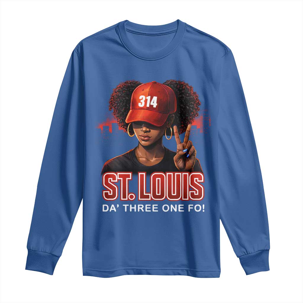 314 St Louis Long Sleeve Shirt Red Hat African American Woman STL City Pride Area Code