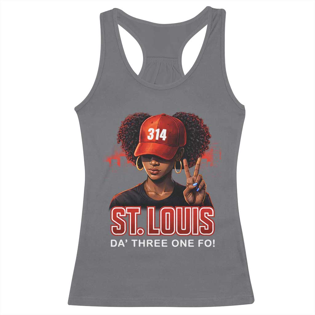 314 St Louis Racerback Tank Top Red Hat African American Woman STL City Pride Area Code