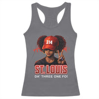 314 St Louis Racerback Tank Top Red Hat African American Woman STL City Pride Area Code