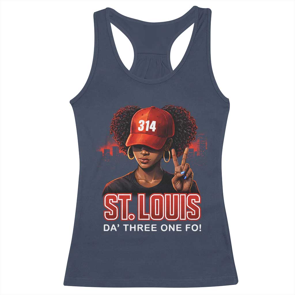 314 St Louis Racerback Tank Top Red Hat African American Woman STL City Pride Area Code