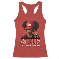 314 St Louis Racerback Tank Top Red Hat African American Woman STL City Pride Area Code