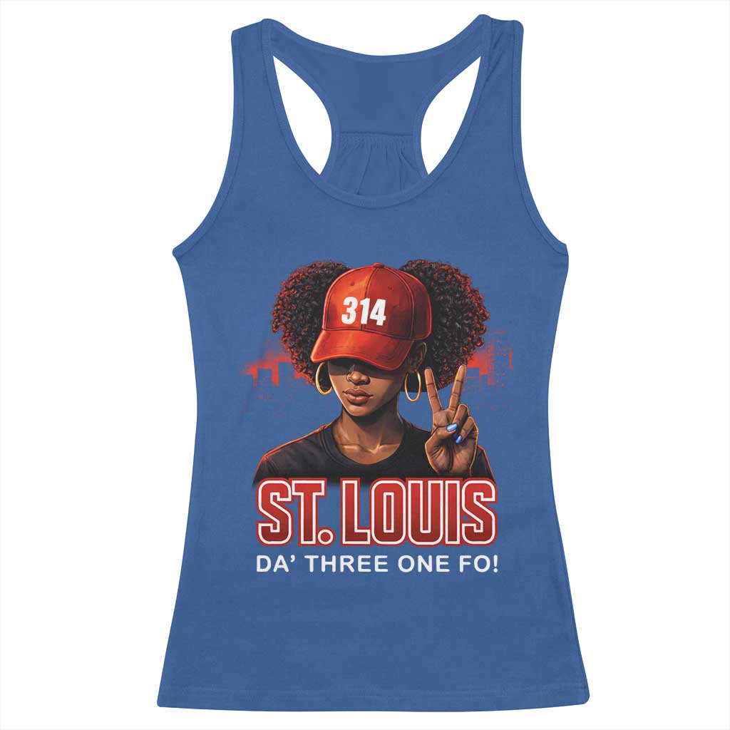314 St Louis Racerback Tank Top Red Hat African American Woman STL City Pride Area Code