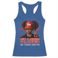 314 St Louis Racerback Tank Top Red Hat African American Woman STL City Pride Area Code