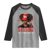 314 St Louis Raglan Shirt Red Hat African American Woman STL City Pride Area Code