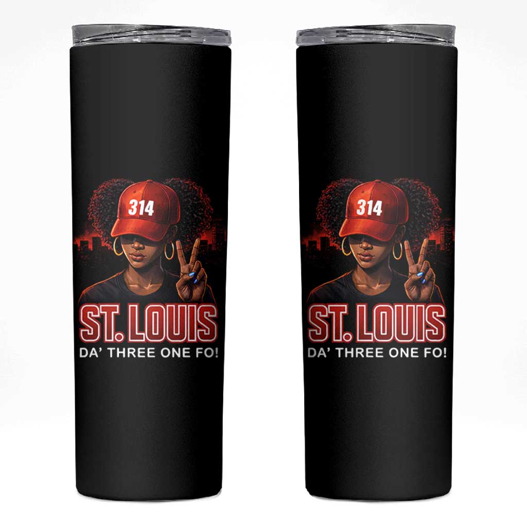 314 St Louis Skinny Tumbler Red Hat African American Woman STL City Pride Area Code