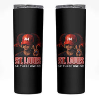 314 St Louis Skinny Tumbler Red Hat African American Woman STL City Pride Area Code