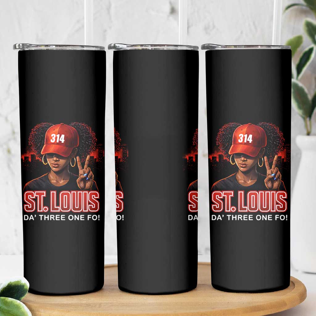 314 St Louis Skinny Tumbler Red Hat African American Woman STL City Pride Area Code