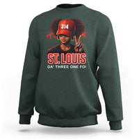 314 St Louis Sweatshirt Red Hat African American Woman STL City Pride Area Code