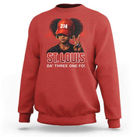 314 St Louis Sweatshirt Red Hat African American Woman STL City Pride Area Code