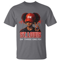 314 St Louis T Shirt Red Hat African American Woman STL City Pride Area Code