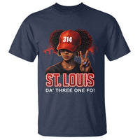 314 St Louis T Shirt Red Hat African American Woman STL City Pride Area Code