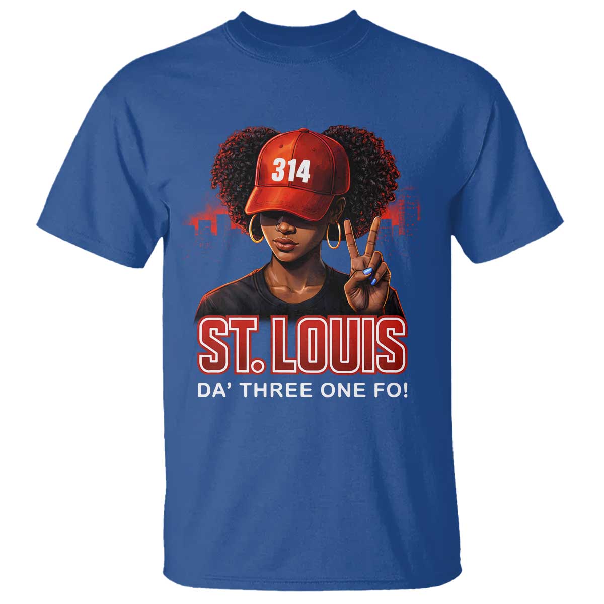 314 St Louis T Shirt Red Hat African American Woman STL City Pride Area Code