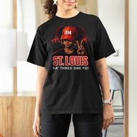 314 St Louis T Shirt For Women Red Hat African American Woman STL City Pride Area Code