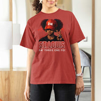314 St Louis T Shirt For Women Red Hat African American Woman STL City Pride Area Code
