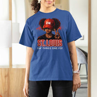 314 St Louis T Shirt For Women Red Hat African American Woman STL City Pride Area Code