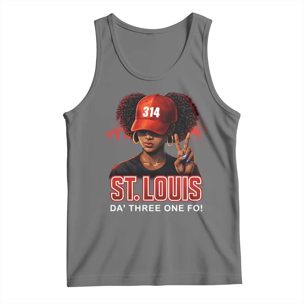 314 St Louis Tank Top Red Hat African American Woman STL City Pride Area Code