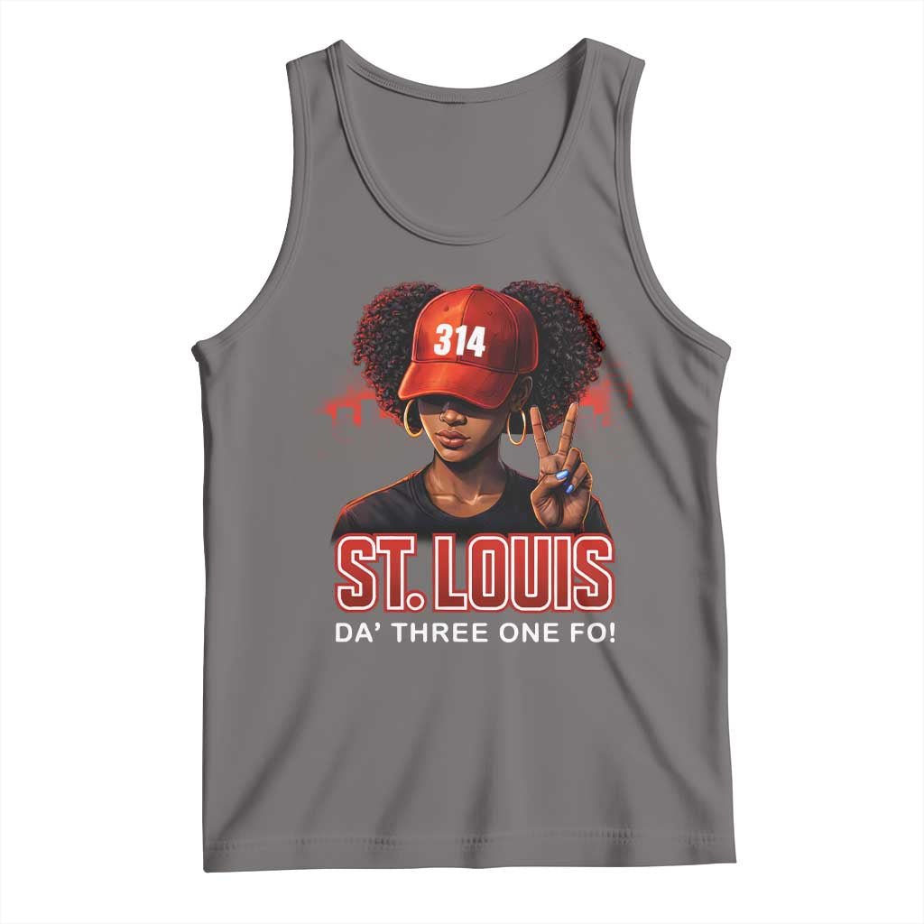 314 St Louis Tank Top Red Hat African American Woman STL City Pride Area Code