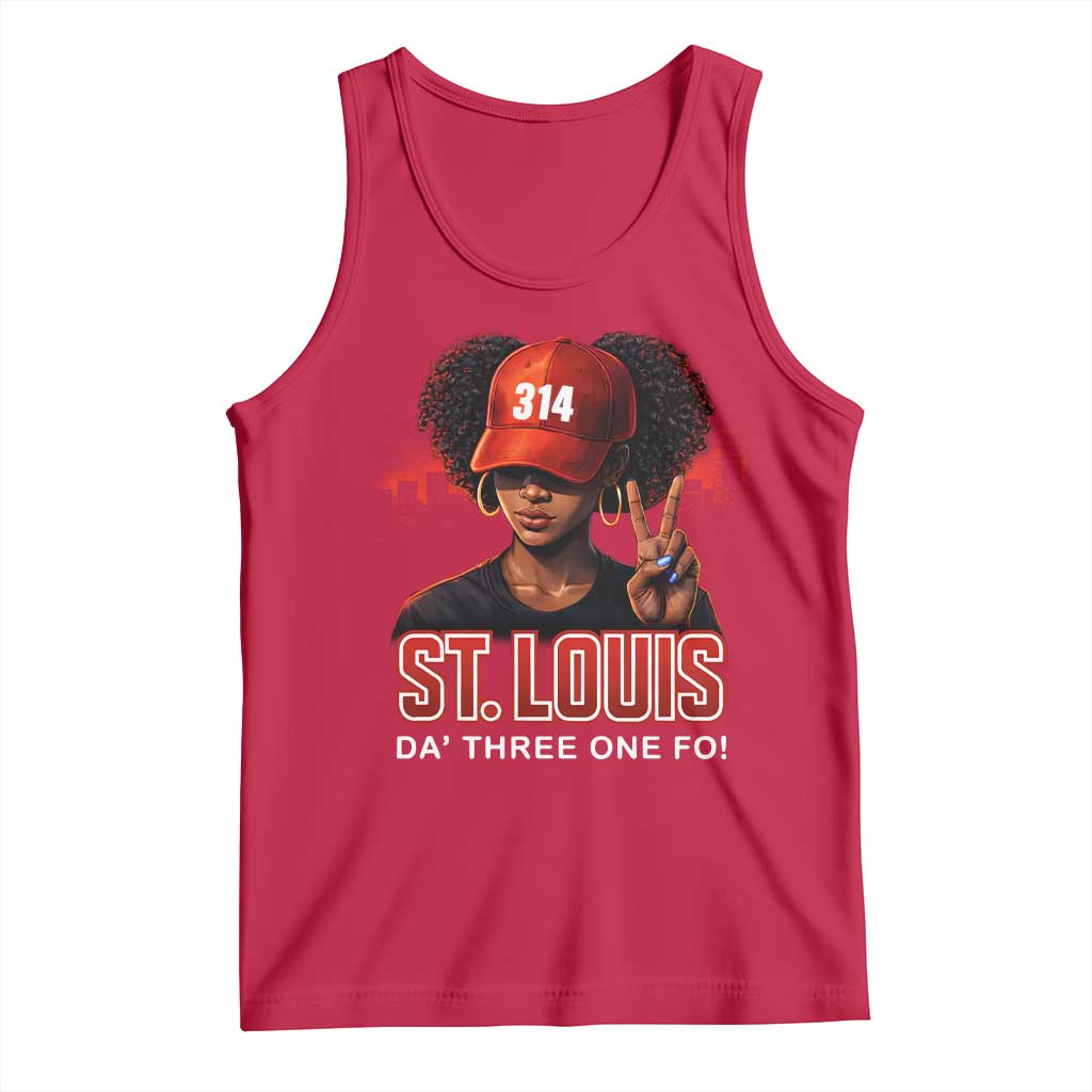 314 St Louis Tank Top Red Hat African American Woman STL City Pride Area Code