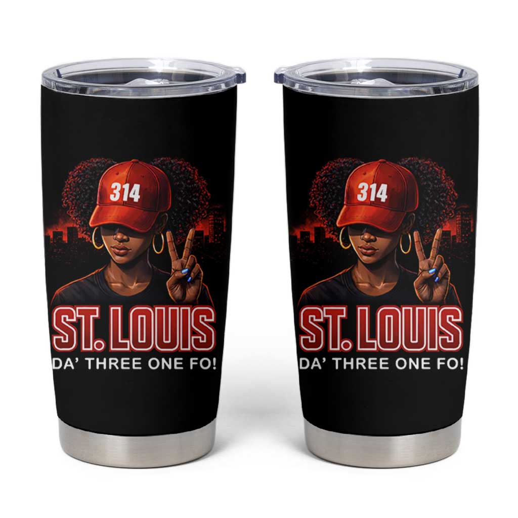 314 St Louis Tumbler Cup Red Hat African American Woman STL City Pride Area Code